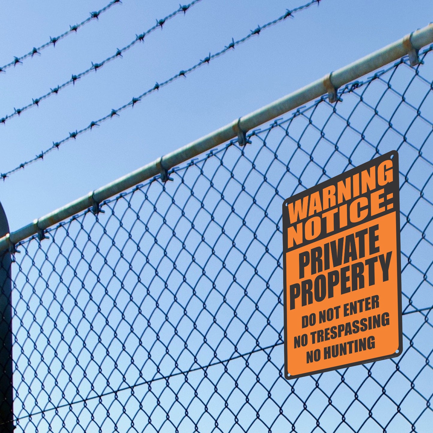 Property Warning Signs - Warning Notice: PRIVATE PROPERTY Do Not Enter, No Trespassing, No Hunting - Metal Warning Sign 8 x 12