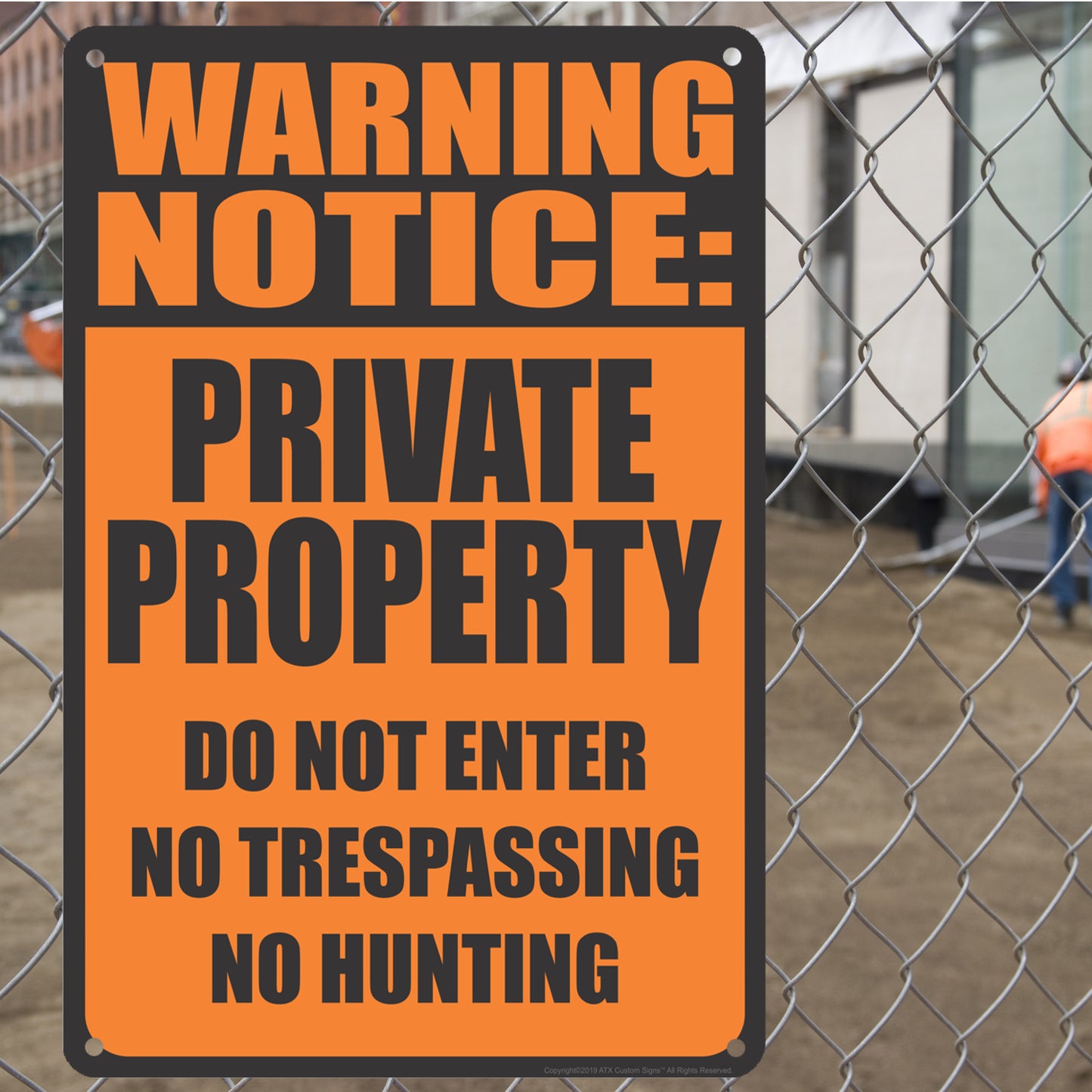 Property Warning Signs - Warning Notice: PRIVATE PROPERTY Do Not Enter, No Trespassing, No Hunting - Metal Warning Sign 8 x 12
