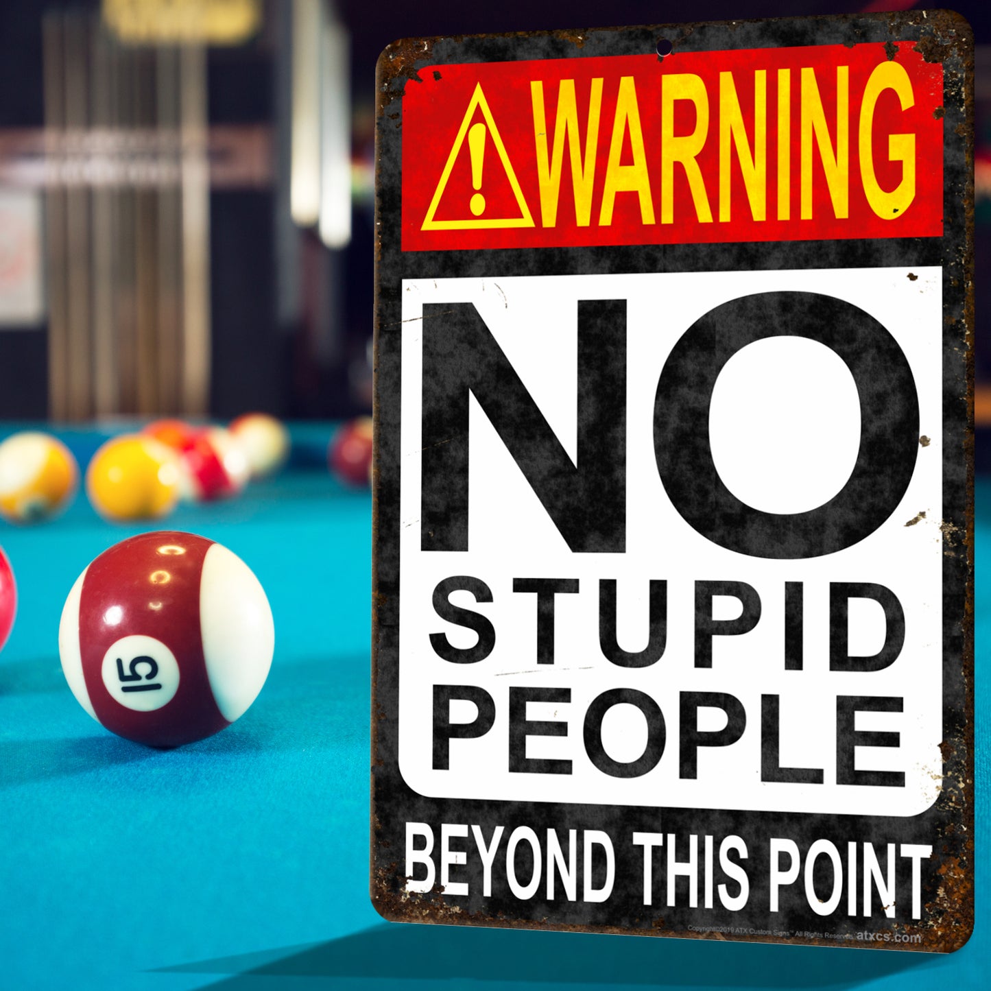 Sarcastic Funny Sign for Bar No Stupid People Beyond this Point - Size 8 x 12