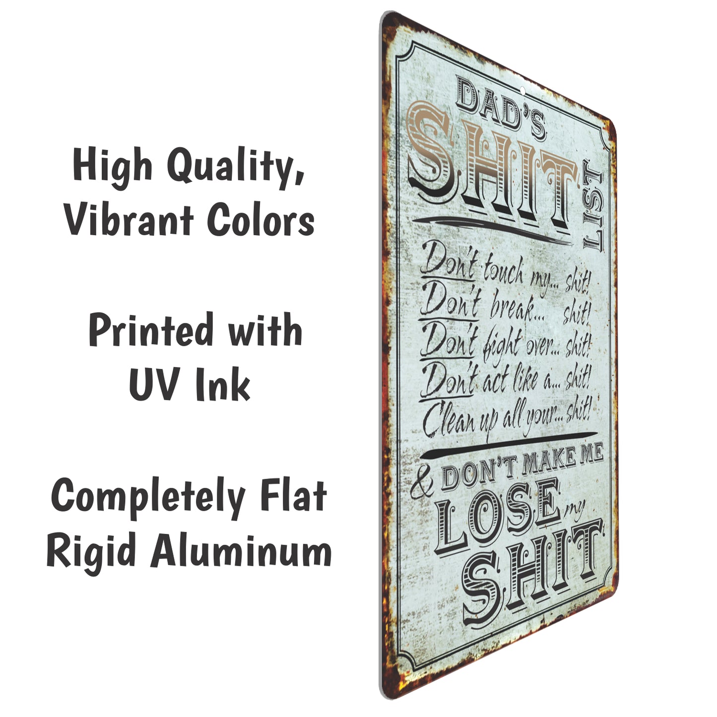 Funny Sign for Dads Garage, Dad's Shit List! - Size 8 x 12