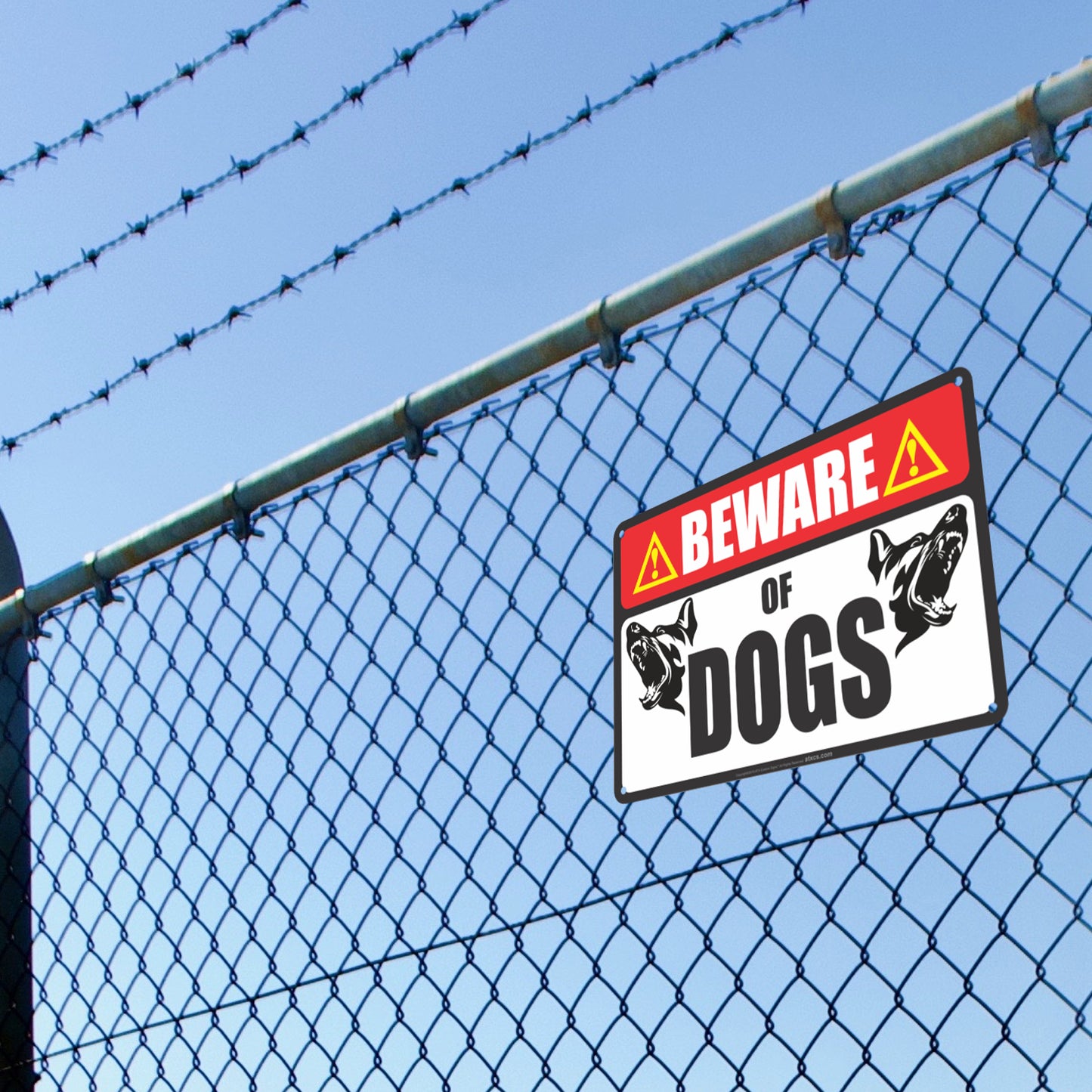 All Weather Metal Sign Property, Warehouse Office Building Beware of Dogs Signs for fence - Size 8 x 12