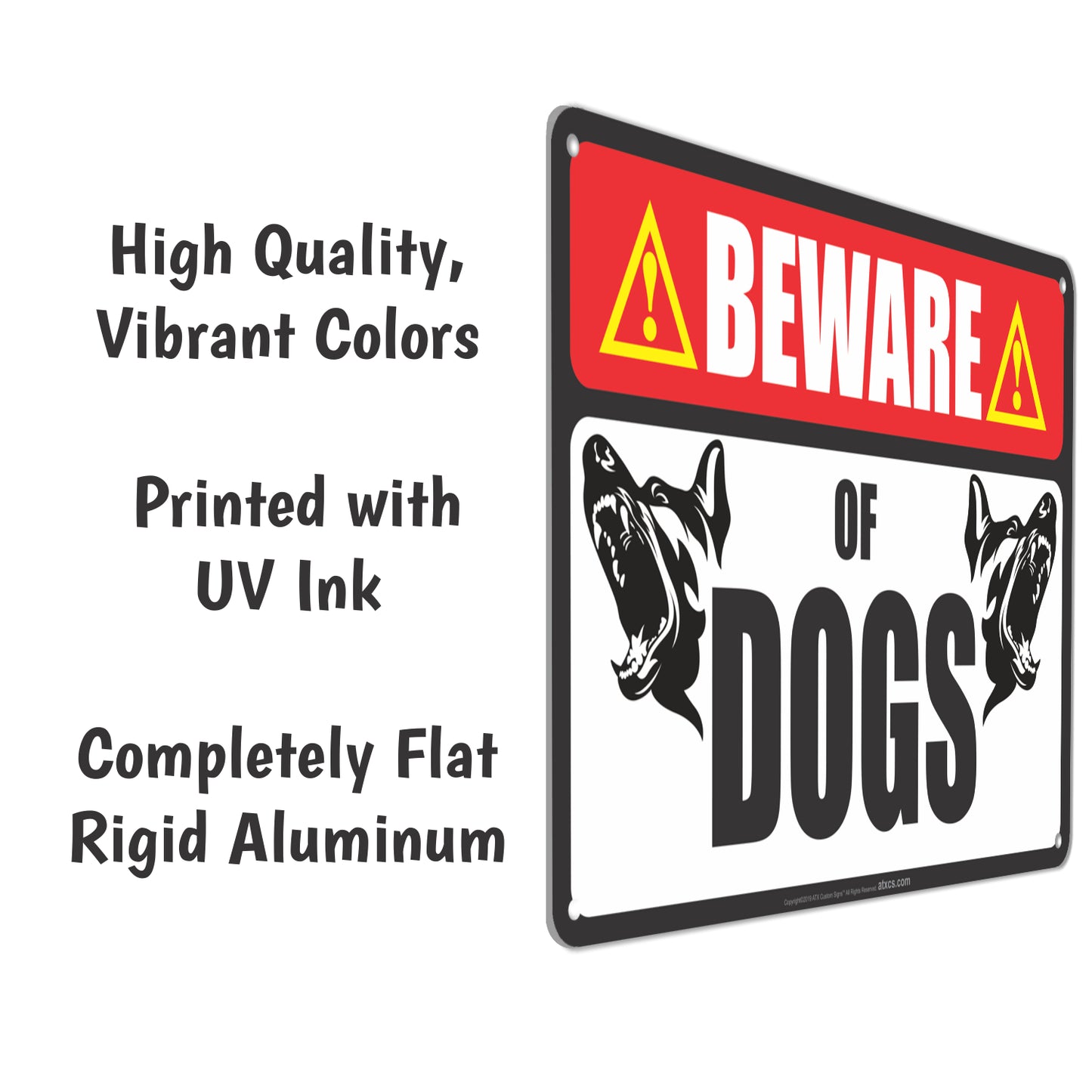 All Weather Metal Sign Property, Warehouse Office Building Beware of Dogs Signs for fence - Size 8 x 12