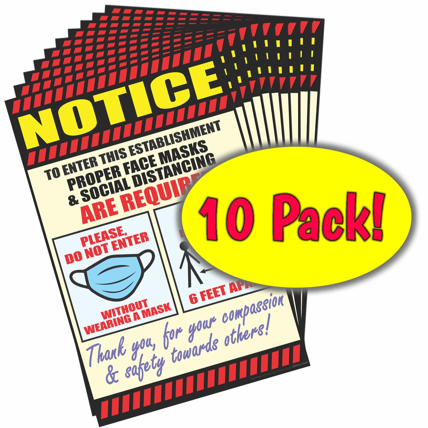 Notice Poster Social Distancing & Mask Required Posters - English Side 1, Spanish Side 2 Double Sided 11 x 17