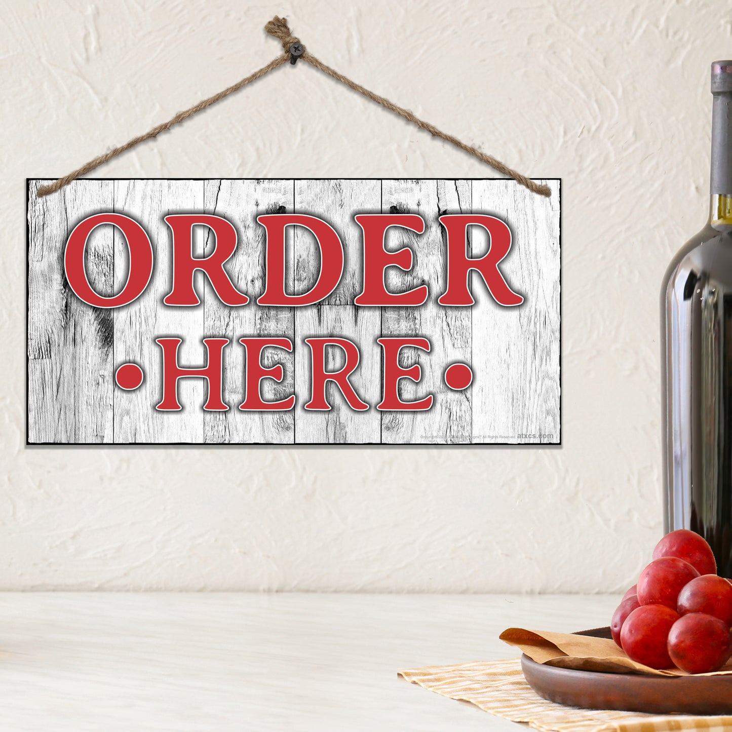 ATX CUSTOM SIGNS - Order Here and Pick Up Here Signs 2 pack Red and White - Size 6 x 12