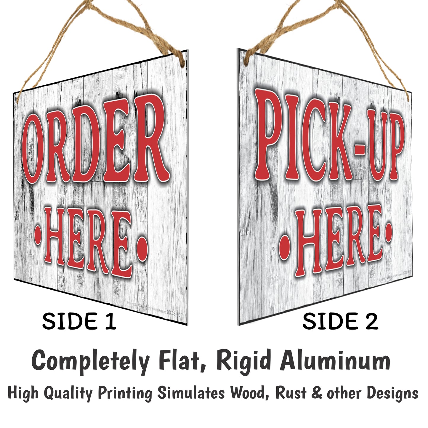 ATX CUSTOM SIGNS - Order Here and Pick Up Here Signs 2 pack Red and White - Size 6 x 12