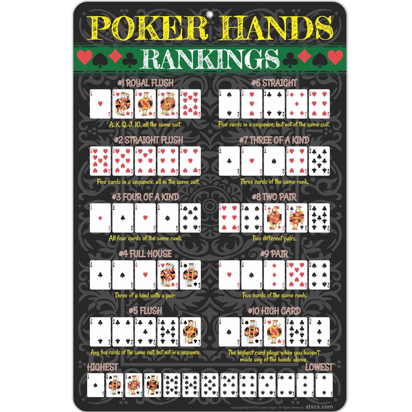 Poker Hands Jumbo Size
