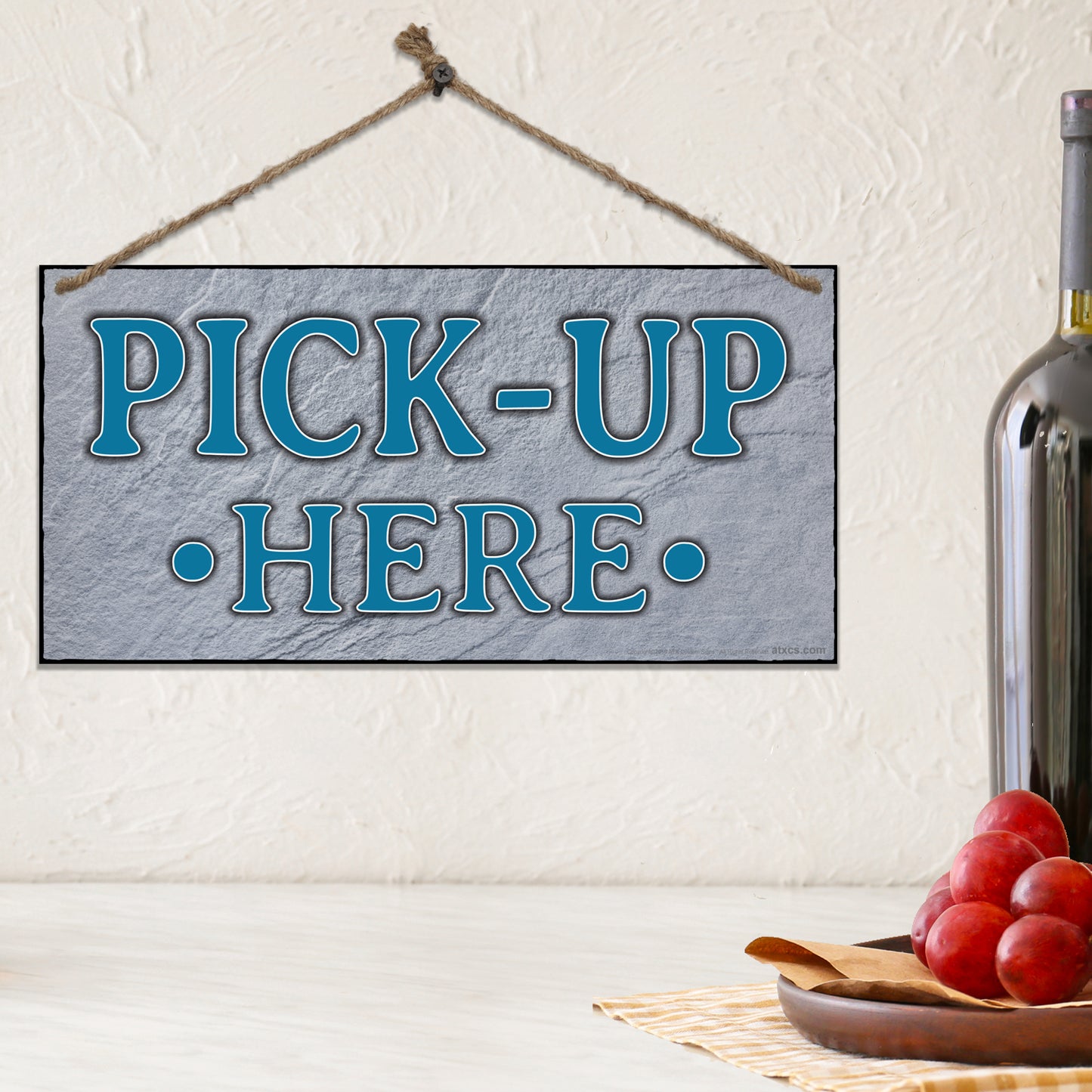 ATX CUSTOM SIGNS - Order Here and Pick Up Here Signs 2 pack Blue and Grey