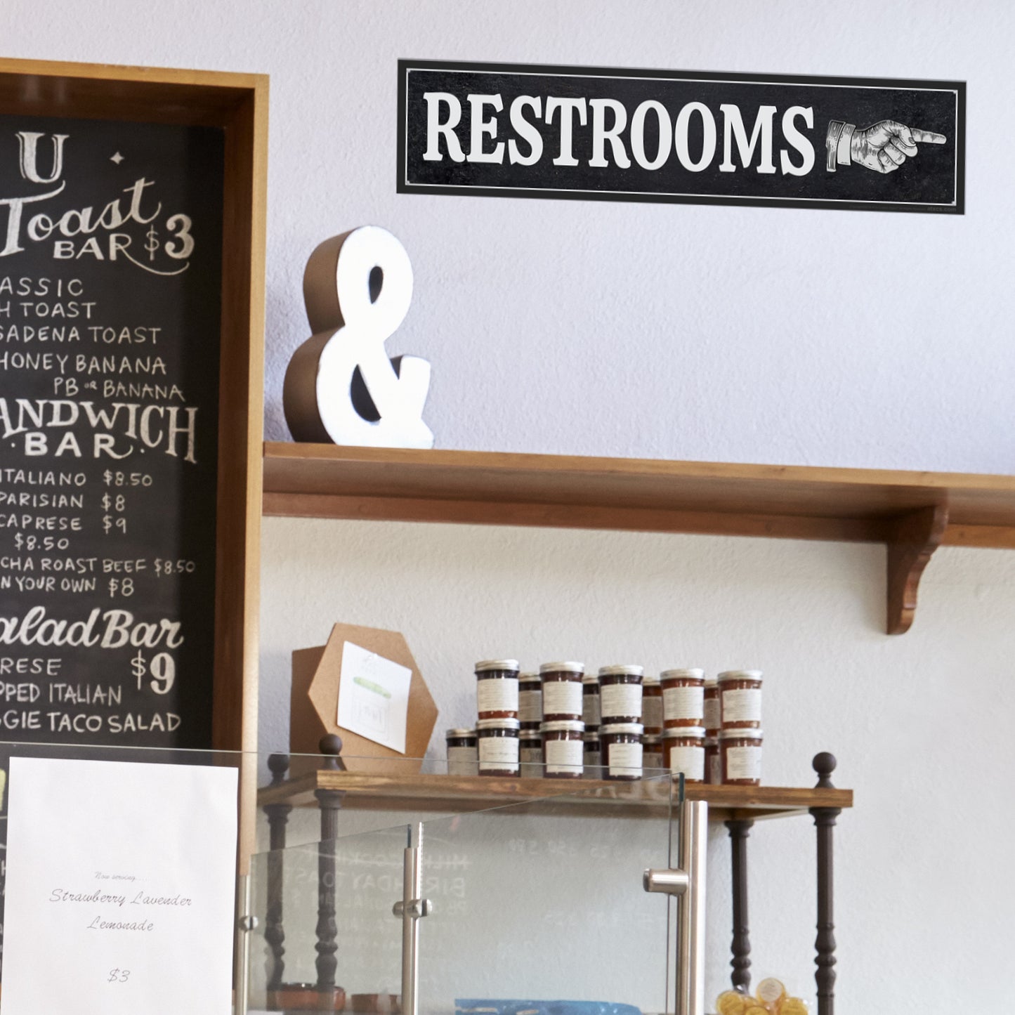 ATX CUSTOM SIGNS - Dark Rustic Restroom Hand Pointing Signs - Double Sided Left or Right Pointing 2 Signs Pack