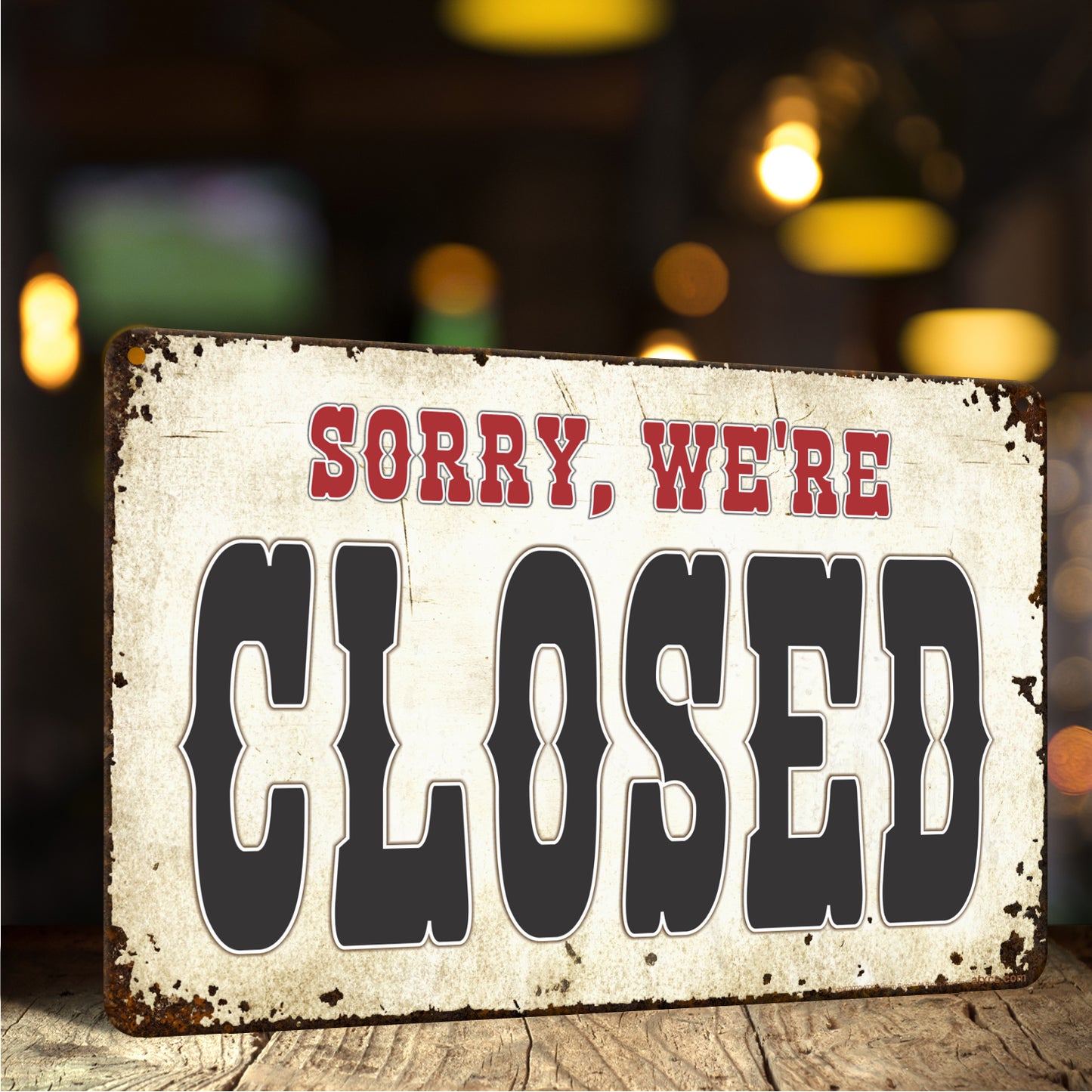 ATX CUSTOM SIGNS - Come on in, we're Open, Sorry we're Closed Double Sided Sign - Open Closed Tan Rusted Metal Sign
