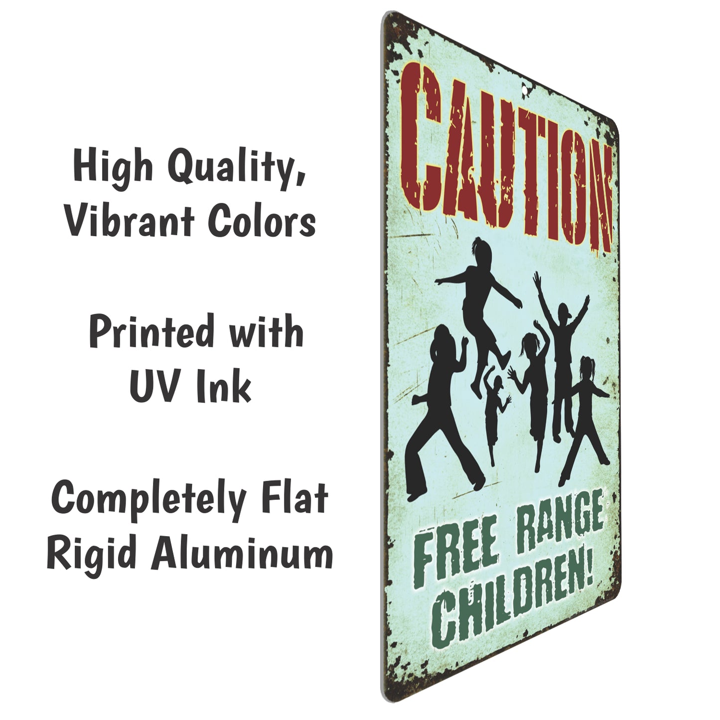 Rustic Novelty Bar Sign, Caution, Free Range Children Sign Indoor/Outdoor - Size 8 x 12