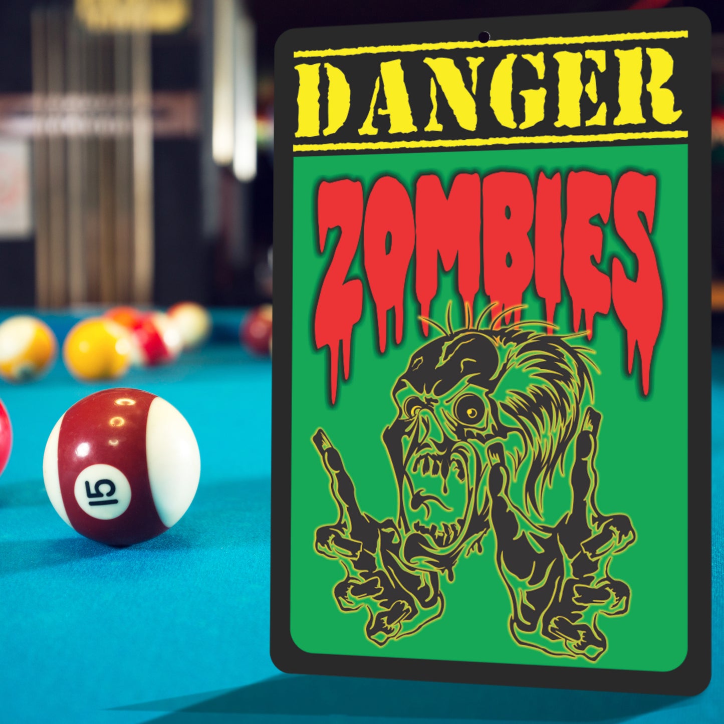 Danger Zombie Sign, Indoor and Outdoor Sign - Size 8 x 12