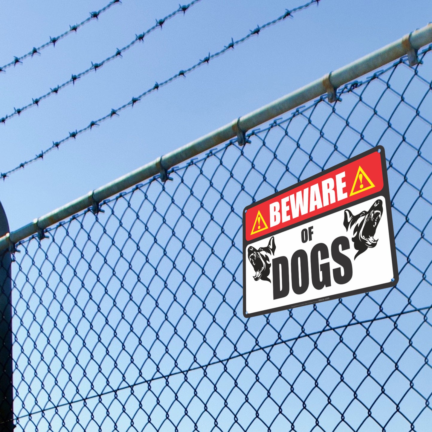 All Weather Metal Sign Property, Warehouse Office Building Beware of Dogs Signs for fence - Size 8 x 12