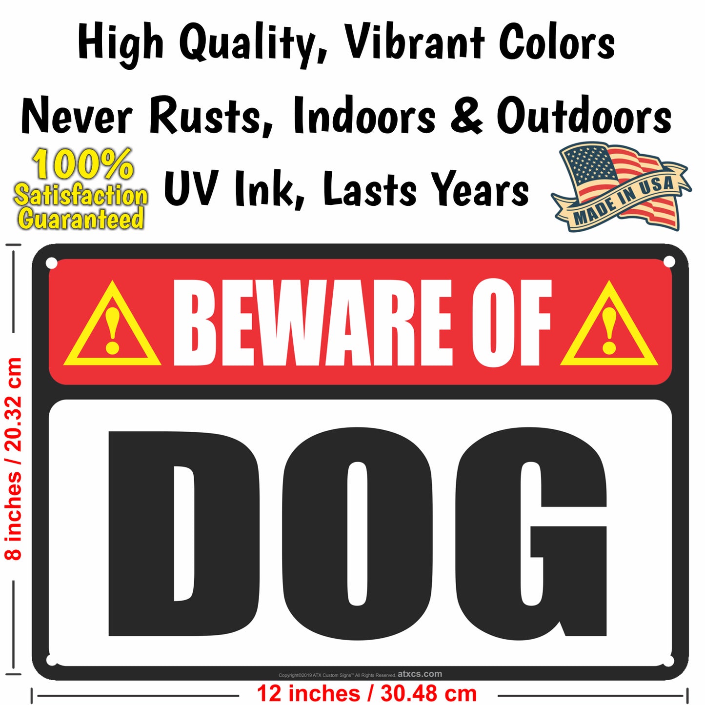 All Weather Metal Sign Property, Warehouse Office Building Beware of Dog Signs -Size 8 x 12