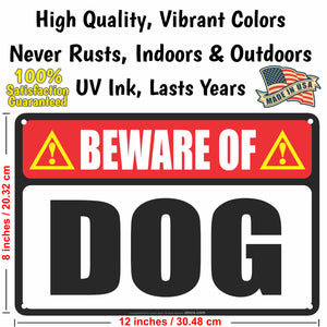 All Weather Metal Sign Property, Warehouse Office Building Beware of Dog Signs -Size 8 x 12