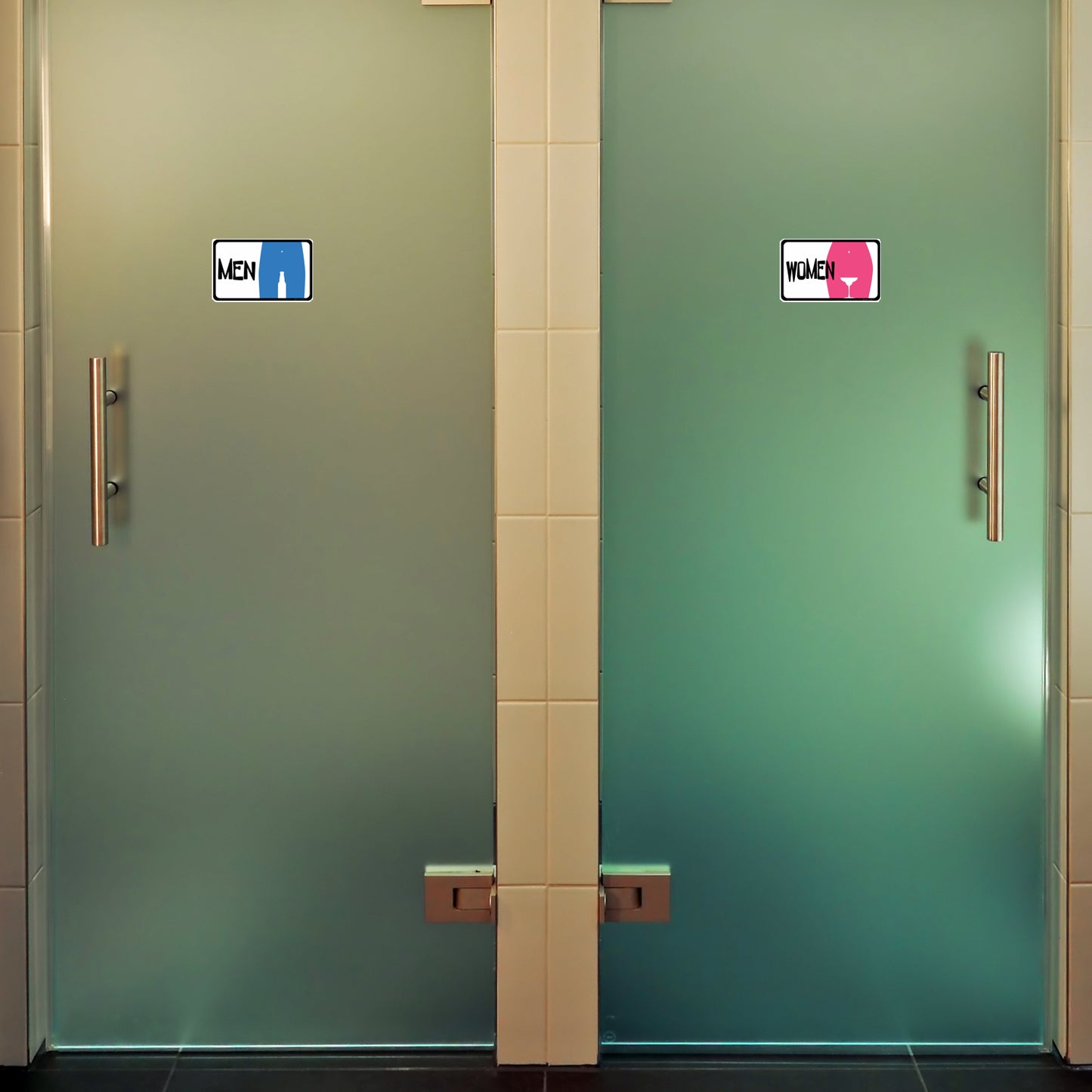 Funny Bathroom Decor Beer and Cocktail Men and Women Restroom Signs Set of 2 - Size 5 x 8