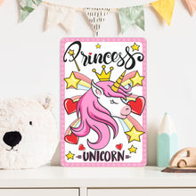 Load image into Gallery viewer, Child&#39;s Room Decor - Princess Unicorn Sign - Size 8 x 12
