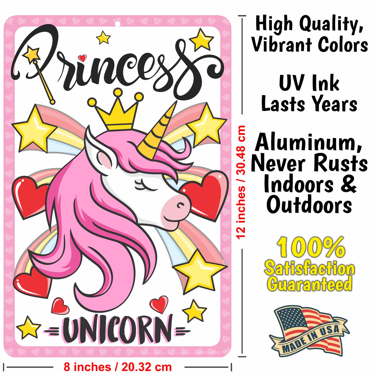 Child's Room Decor - Princess Unicorn Sign - Size 8 x 12