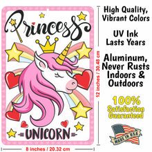 Load image into Gallery viewer, Child&#39;s Room Decor - Princess Unicorn Sign - Size 8 x 12
