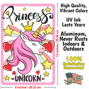 Child's Room Decor - Princess Unicorn Sign - Size 8 x 12