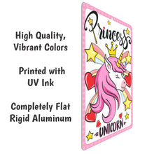 Load image into Gallery viewer, Child&#39;s Room Decor - Princess Unicorn Sign - Size 8 x 12
