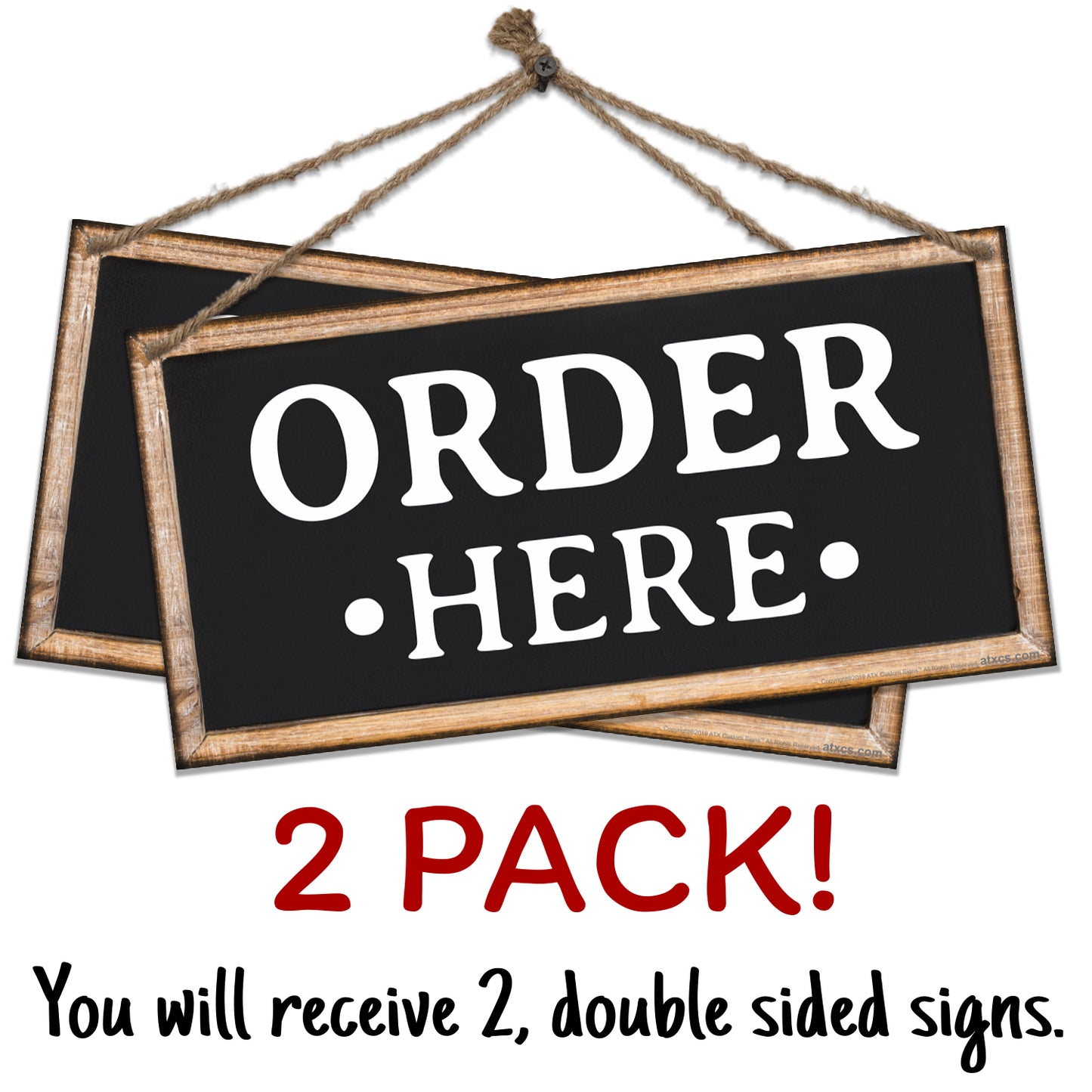 ATX CUSTOM SIGNS - Order Here and Pick Up Here Signs 2 pack Black and White