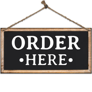 ATX CUSTOM SIGNS - Order Here and Pick Up Here Signs 2 pack Black and White