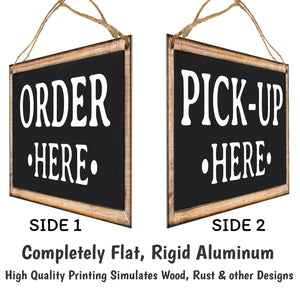 ATX CUSTOM SIGNS - Order Here and Pick Up Here Signs 2 pack Black and White