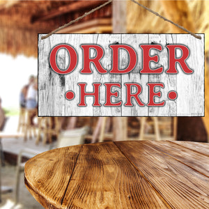 ATX CUSTOM SIGNS - Order Here and Pick Up Here Signs 2 pack Red and White - Size 6 x 12