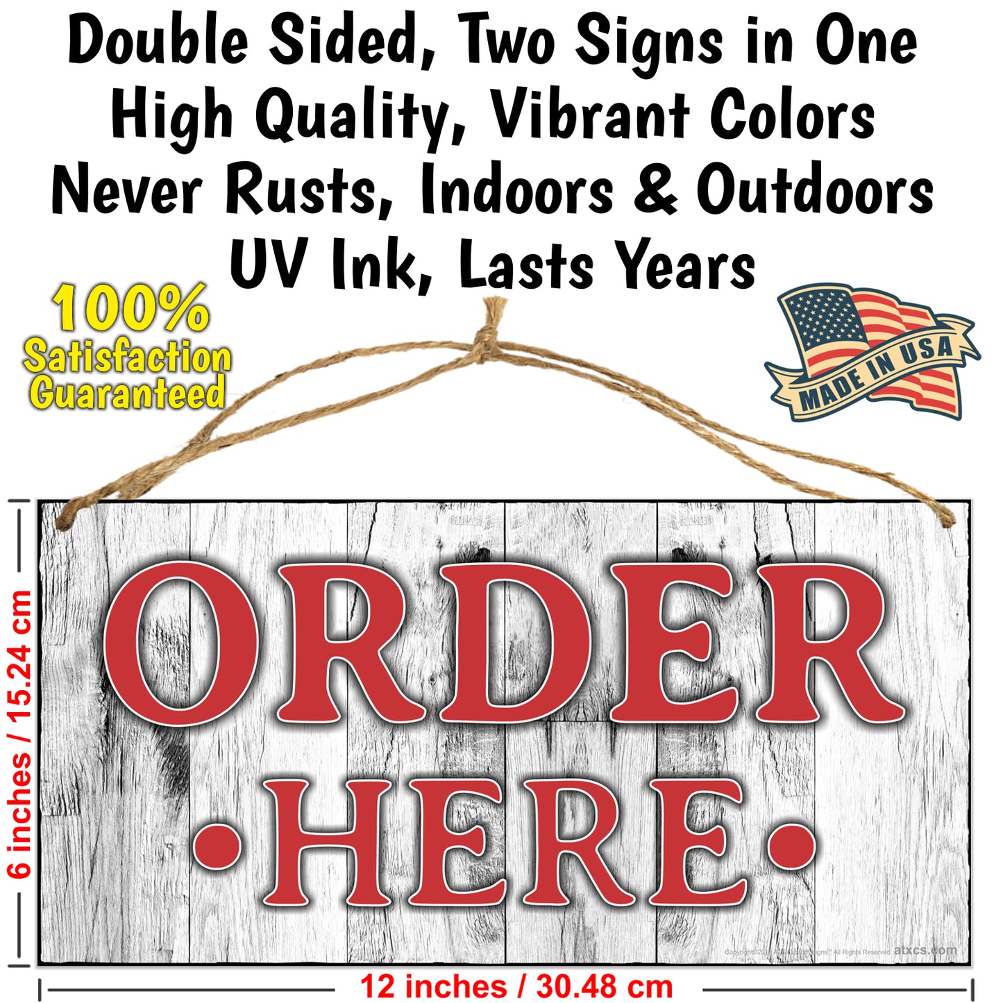 ATX CUSTOM SIGNS - Order Here and Pick Up Here Signs 2 pack Red and White - Size 6 x 12