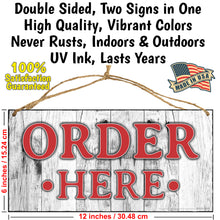Load image into Gallery viewer, ATX CUSTOM SIGNS - Order Here and Pick Up Here Signs 2 pack Red and White - Size 6 x 12
