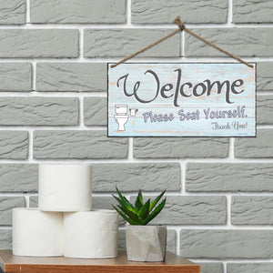 Funny Bathroom Sign Double Sided - Get Naked and Welcome Please Seat Yourself Sign. - Size 6 x 12