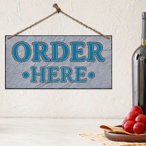 ATX CUSTOM SIGNS - Order Here and Pick Up Here Signs 2 pack Blue and Grey
