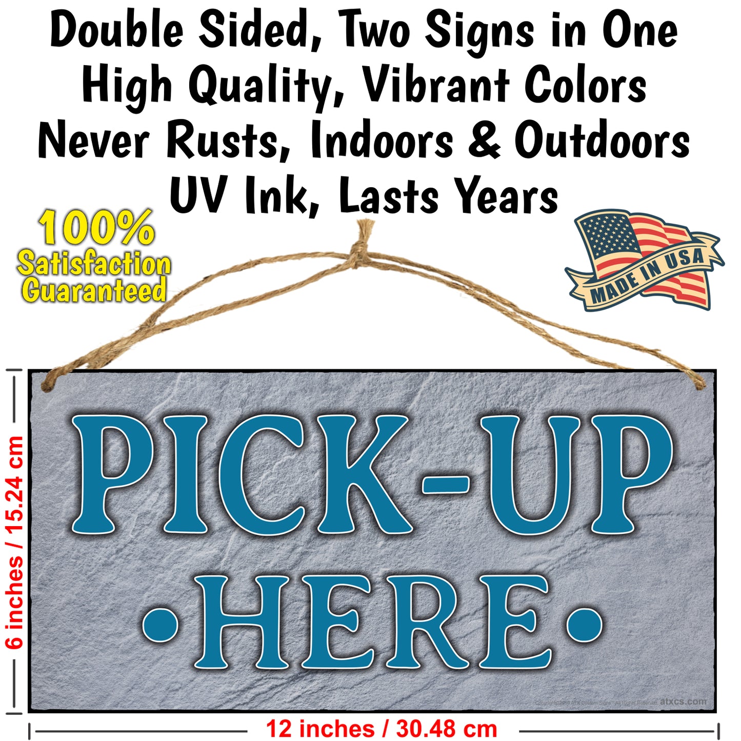 ATX CUSTOM SIGNS - Order Here and Pick Up Here Signs 2 pack Blue and Grey