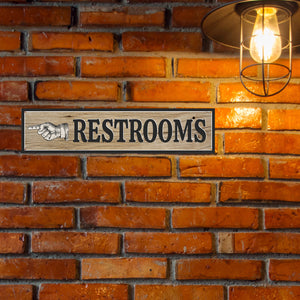 ATX CUSTOM SIGNS - Light Rustic Restroom Hand Pointing Signs - Double Sided Left or Right Pointing 2 Signs Pack