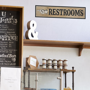 ATX CUSTOM SIGNS - Light Rustic Restroom Hand Pointing Signs - Double Sided Left or Right Pointing 2 Signs Pack