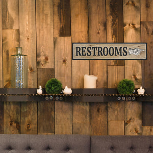 ATX CUSTOM SIGNS - Light Rustic Restroom Hand Pointing Signs - Double Sided Left or Right Pointing 2 Signs Pack