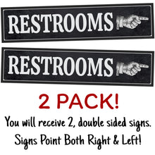 Load image into Gallery viewer, ATX CUSTOM SIGNS - Dark Rustic Restroom Hand Pointing Signs - Double Sided Left or Right Pointing 2 Signs Pack
