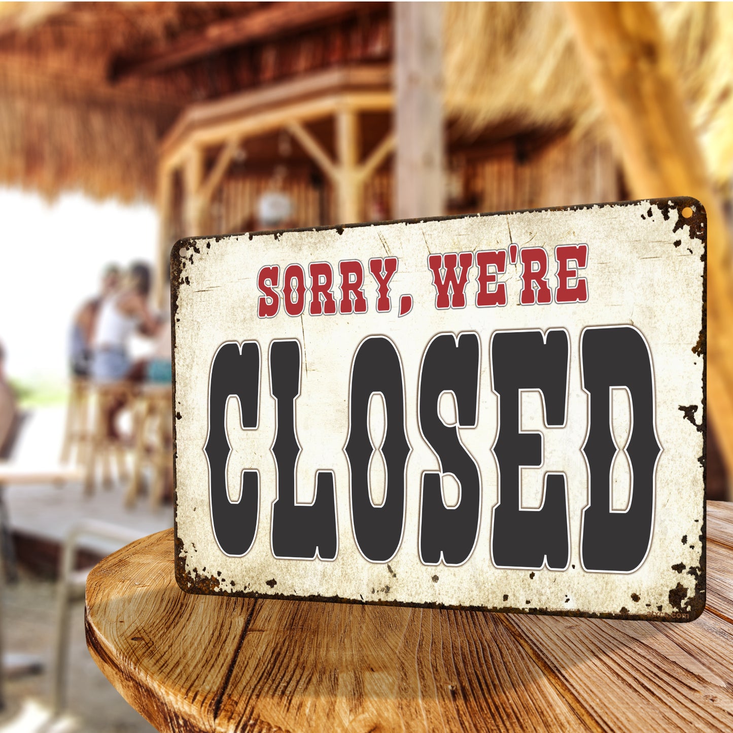 ATX CUSTOM SIGNS - Come on in, we're Open, Sorry we're Closed Double Sided Sign - Open Closed Tan Rusted Metal Sign