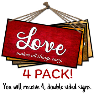 ATX CUSTOM SIGNS - Home Decor Signs. Faith, makes all things possible. Love, makes all things easy. Hope, makes all things work. Family, makes life worth living. Set of 4 Double Sided Color and Greys