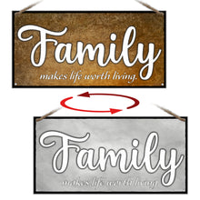 Load image into Gallery viewer, ATX CUSTOM SIGNS - Home Decor Signs. Faith, makes all things possible. Love, makes all things easy. Hope, makes all things work. Family, makes life worth living. Set of 4 Double Sided Color and Greys
